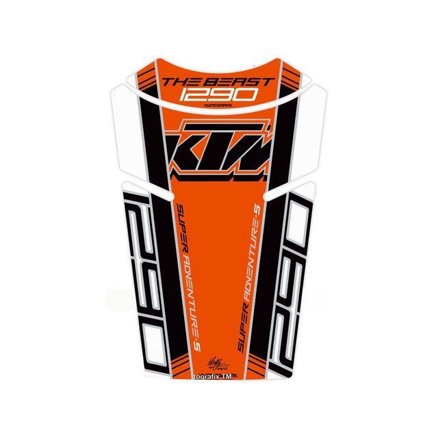 モトグラフィックス タンクパッド ホワイト/ブラック/オレンジ 1290 Super Adventure S MT-TKTM03WKO