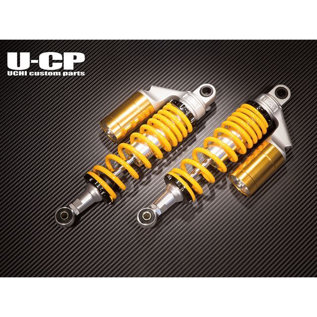 ●メーカー名：ウチカスタム / Uchi Custom Parts(ウチカスタムパーツ)●商品名：リアサスペンション●スプリング イエロー リング ゴールド・スプリング：ブラック リング：ブラックはこちら・スプリング：ブラック リング：ゴールドはこちら・スプリング：ブラック リング：シルバーはこちら・スプリング：レッド リング：ブラックはこちら・スプリング：レッド リング：ゴールドはこちら・スプリング：レッド リング：シルバーはこちら●メーカー品番：UCSUT32YLGDSU16商品の保証は、メーカー保証書の内容に準じます。サイズ■取り付け穴の中心〜中心の長さ：約325mm ■スプリング外径：65mm ■スプリング線径：8.1mm ■ロッド径：12.3mm ■上側取り付け穴内径：14mm ■下側取り付け穴内径：10mm ■上側取り付け部の厚さ：18.3mm ■下側取り付け部の厚さ：20.0mm ■タンク径：49mm特徴■安心して使用できるサスペンションを提供するというコンセプトのもと、企画開発から製品化まで数多くの試行錯誤をくりかえして完成させたオリジナルのサスペンションです。■サスペンションを構成している部品は低コストを実現するため海外の提携工場で生産を行い、最終組み立て及び窒素ガスの注入や出荷前の製品検査等の重要な作業はUchi Custom Parts社の国内工場にて専門のスタッフが担当しています。■安価なサスペンションに比べタンク容量を増量し、スプリング線径を1mm太く、スプリング外径を5mm大きくしていますので、柔らかすぎて乗り味がフワフワするようなことはありません。■上下取付部のゴムブッシュは日本の工場で製造していますので劣化に強く純正と同じようにご使用になれます。■安心してご使用いただけるように六ヶ月保証を付けています。※保証修理を依頼する場合は購入時に発行する保証書が必要になります。■純正のサスペンションとほぼ同じ長さに設定出来ます。■セミカラーオーダー方式で45通りのカラーバリエーションからお選びいただくことも可能です。オーダーをご希望の場合は、3枚目の画像を参考にスプリングカラーと上下のリングカラーをご指定ください。■取付け穴の中心〜中心の長さは約325mmでエンドアイを伸ばすと10mm延長可能です。■スプリングプリロードが無段階に調整できます。■減衰圧の調整はできません。■プリロード調整レンチと六角レンチが付属します。ご注意※生産時や輸送中についた小傷などがある場合がございます。写真注意※画像は参考画像です。車種によってはカラーが装着されない場合やカラーの大きさが異なる場合があります。※掲載画像はイメージです。実際の商品とは色味や仕様が異なる場合がございます。メーカー車種年式型式・フレームNo.その他スズキGSX400FSインパルスALLスズキGSX400XインパルスALLスズキGSX400インパルス タイプSALLスズキインパルス400ALL※商品掲載時の適合情報です。年式が新しい車両については、必ずメーカーサイトにて適合をご確認ください。