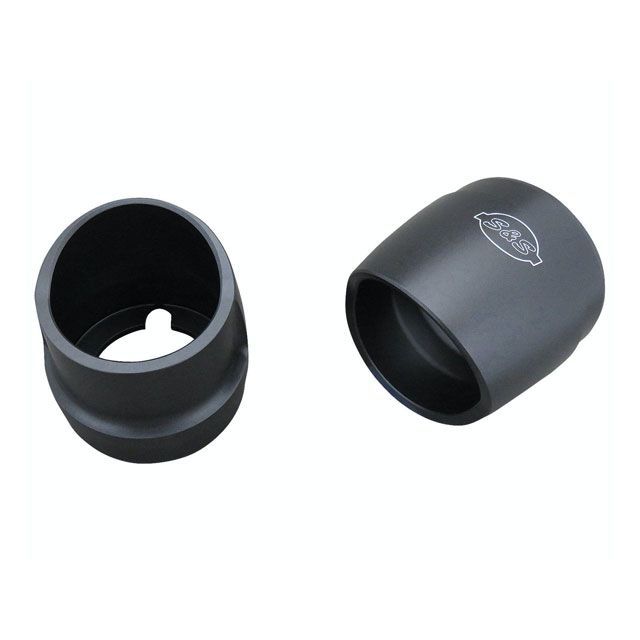 エス＆エス 4” RACE マフラー用 ビレットエンドキャップ スカルプ ブラック ・014370