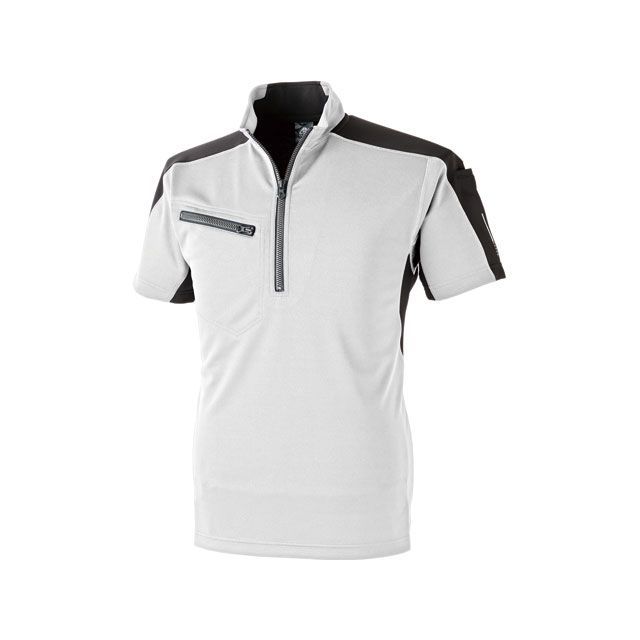 シーズクラブ 1721-18 ZIP半袖ポロ（シロ） サイズ S ＃1721-18-S