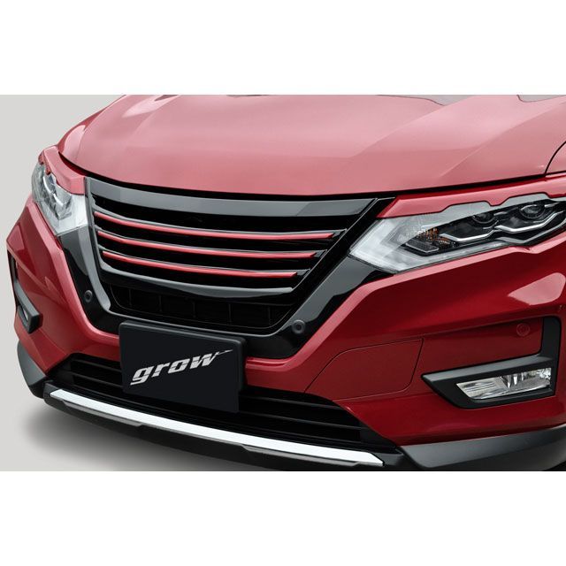 grow T32エクストレイル後期用 フロントグリル塗分け塗装済み カラー ブリリアントホワイトパール ライン ガンメタ