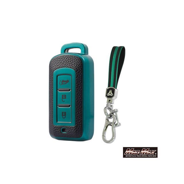 マッドマックス ミツビシ専用 レザー調 TYPE A 3ボタン式 TPUソフト スマートキーケース（グリーン） MM50-A09-MI04