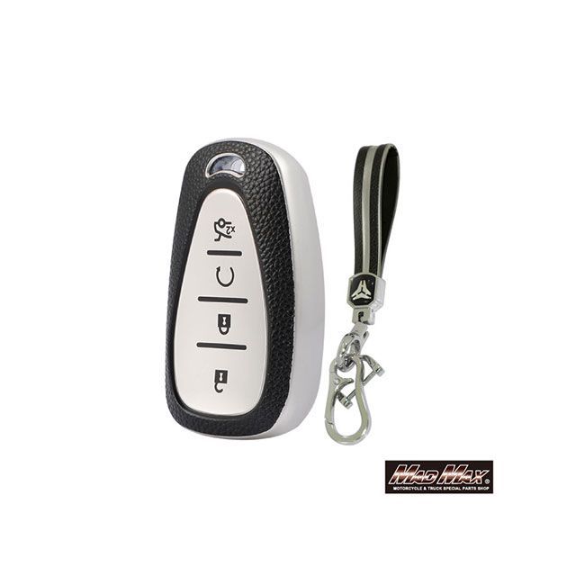 マッドマックス シボレー専用 レザー調 TYPE B 4ボタン式 TPUソフト スマートキーケース（シルバー） MM50-B09-CH01