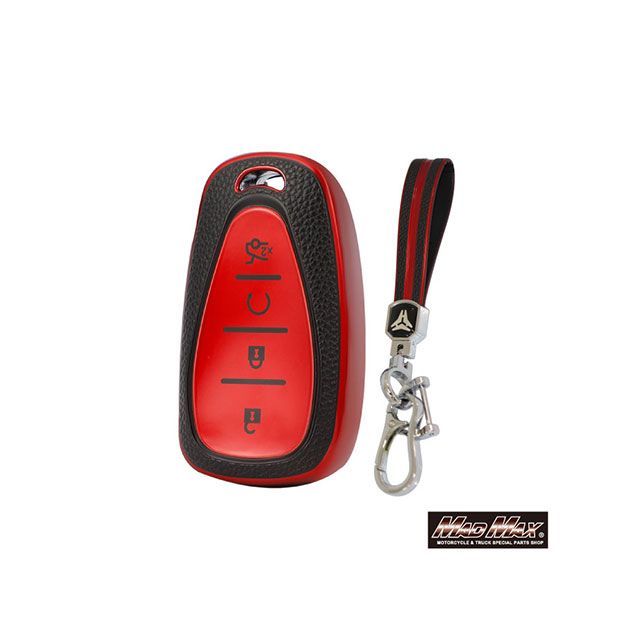 マッドマックス シボレー専用 レザー調 TYPE B 4ボタン式 TPUソフト スマートキーケース（レッド） MM50-B09-CH02