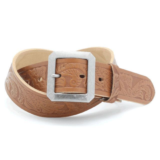 LOCAL WORKS CLASSICO 40mm幅 CRAFT EMBOSS BELT(ブラウン) RC-037L