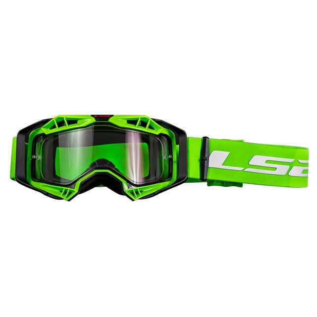 LS2 HELMETS AURA GOGGLE（ブラック グリーン/クリアレンズ） 7201001060 エルエスツーヘルメット オフロードゴーグル バイク