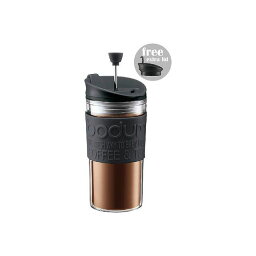 正規品／bodum トラベルプレス 携帯用フレンチプレスコーヒーメーカー（マグ用リッド付き）K11102-01（ブラック） ・00011222 bodum キッチン用品 日用品