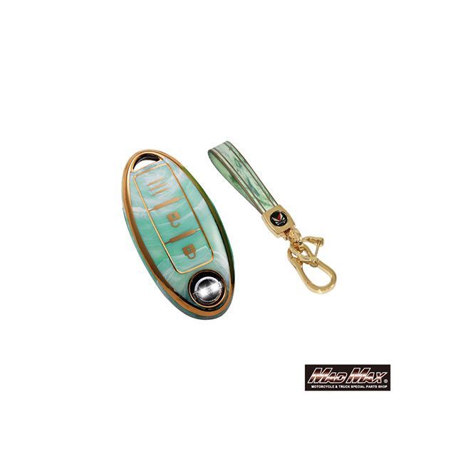 マッドマックス 日産専用 大理石調 TYPE A 2ボタン式 TPUスマートキーケース（グリーン） MM50-A12-2NI06