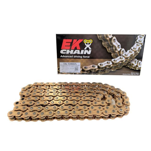 江沼チェーン バイク用チェーン 520RR-X（GP/GP） ゴールド MLJ（カシメジョイント） NXリングシールチ..