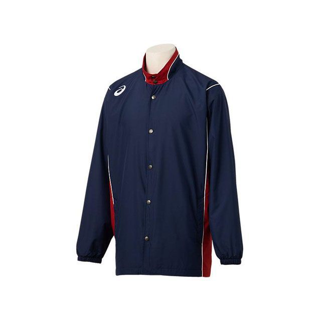 アシックス 2063A198 WARMUPJACKET（ネイビー×ストロングレッド） サイズ 160cm 2063A198