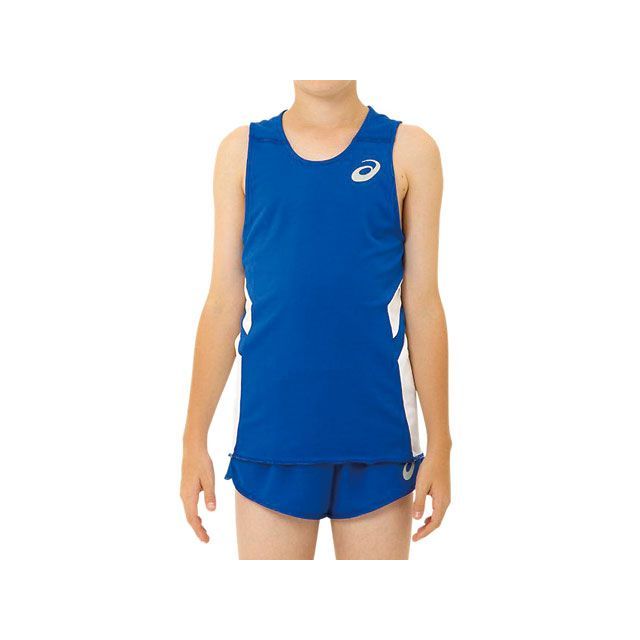●メーカー名：アシックス / ASICS●商品名：2094A001 JR RUNNING SHIRT（Aブルー×ホワイト）●サイズ：160cm・サイズ：130cmはこちら・サイズ：140cmはこちら・サイズ：150cmはこちら●メーカー品番：2094A001●JANコード：4550214614655商品の保証は、メーカー保証書の内容に準じます。●サイズAブルー×ホワイト●素材サイバードライGLニット／ポリエステル100％●サイズ・130、140、150、160●原産国中国●仕様参考寸法150サイズ：着丈約57cm、胸囲約79cm●備考汗処理機能と優れた通気性を併せ持つ、ジュニア用ランニングシャツです。高密度で編み上げた薄手素材が、汗を多くかくシーンのベタつき感を軽減。ややゆとりのあるシルエットでフィットし、長時間着用でも締め付け感の少ない快適な着心地を追求しています。Jr.ランニングパンツ（2094A002）とセットアップアイテムです。●写真注意※画像はイメージです。