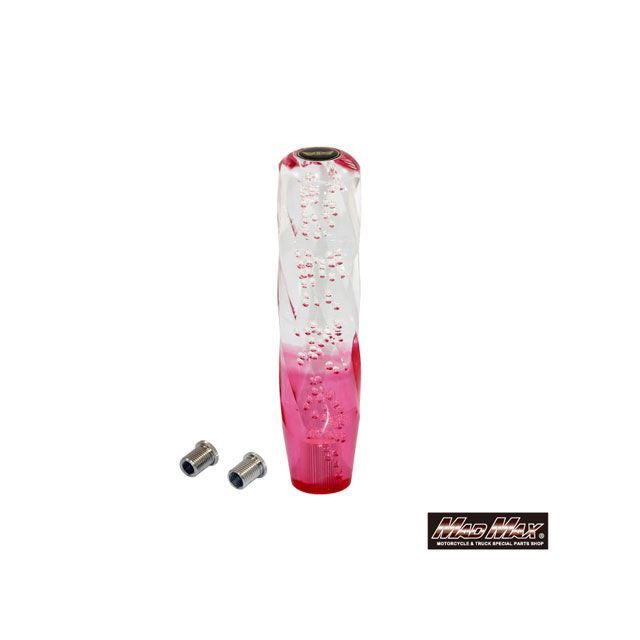 マッドマックス ツイストシフトノブ 泡 200mm 変換アダプター付（クリア/レッド） MM75-0055-CLR