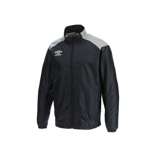 アンブロ UBA4024 裏起毛 ウインドジャケット（ブラック×シルバー） サイズ O UBA4024