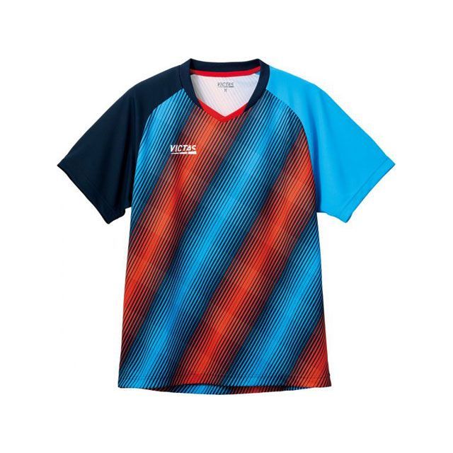 ヴィクタス バイアスストライプゲームシャツ（ネイビー） サイズ L ・612301