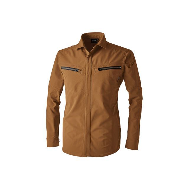 TSデザイン TSエコダブルライトクロスロングスリーブシャツ（キャメル） サイズ M 5605