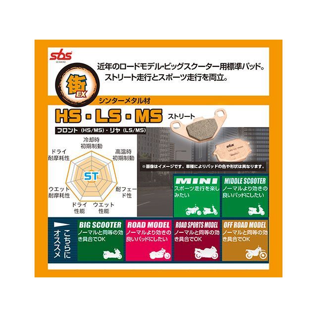 SBS ブレーキパッド 169シリーズ MS（ストリート リヤ用） 777-0169022 エスビーエス ブレーキパッド バイク 3