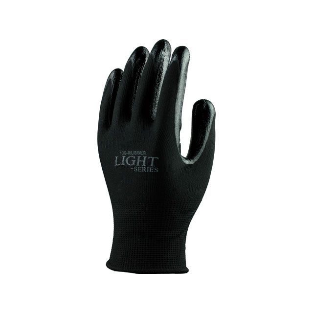 OTAFUKU GLOVE 13Gニトリル背抜き手袋10P（ブラック） サイズ：LL A-386 おたふく手袋 D.I.Y. 日用品