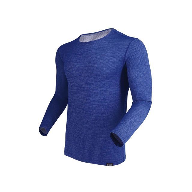 おたふく手袋 BT冷感速乾デュアルブロック ロングスリーブ クルーネックシャツ ヘザーブルー サイズ L JW-609