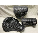 部品屋K&W Lucky Custom Leather製 サドルバッグ&シート&ツールバッグセット タイプ4(ダメージブラック×ブラック) SBSP04-1