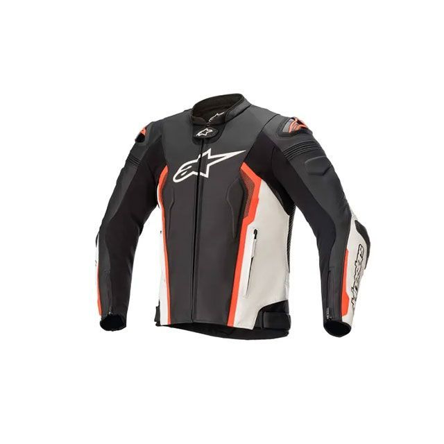 Alpinestars MISSILE v2 LEATHER JACKET1231 BLACK WHITE RED FLUO 50 3100122 ѥ󥹥 㥱å Х