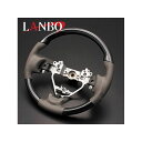 LANBO デザインステアリング ガングリップ エブリイワゴン DA17W(ピアノブラックグレーレザー) LSS01SP3