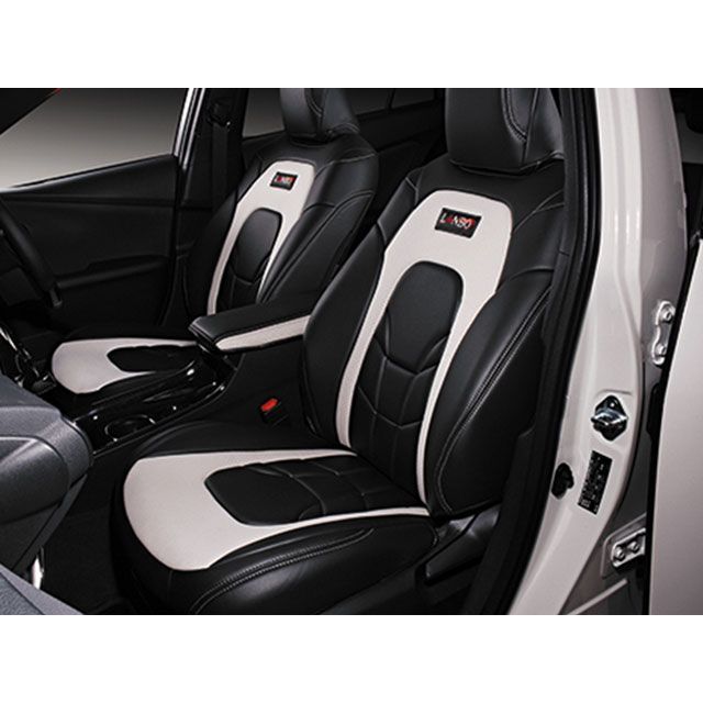 LANBO レザーシートカバー Type VOID プリウス ZVW50（ブラック×ホワイト） LANBO-VOID-1552-WH