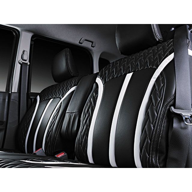 LANBO レザーシートカバー Type LUXE タント シートリフター付き（ブラック×ホワイト） LANBO-LUXE-1576-WH