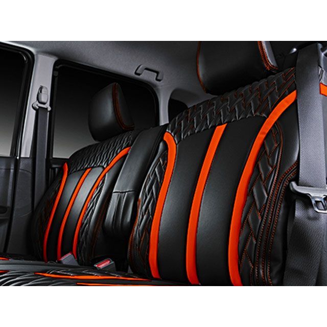 LANBO レザーシートカバー Type LUXE タント シートリフターなし（ブラック×レッド） LANBO-LUXE-1577-RE