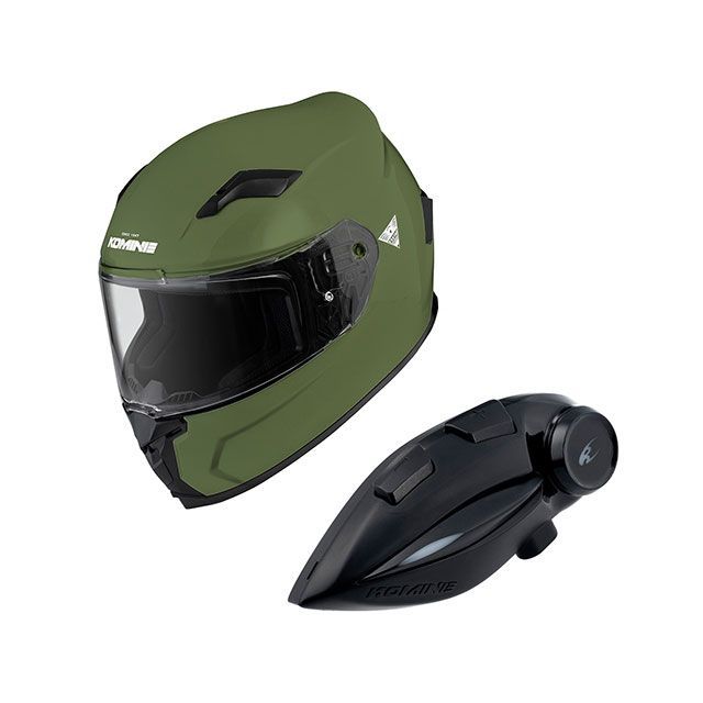 乐天商城 - コミネ KK-902モーターサイクルインターカム＋HK-170フルフェイスヘルメット（オリーブ） サイズ XL ・00-170