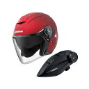 コミネ KK-902モーターサイクルインターカム+HK-172 FL コンポジェットFRPジェットヘルメット(マットメタルレッド) サイズ XL ・00-172