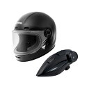 コミネ KK-902モーターサイクルインターカム+HK-190ネオレトロフルフェイスヘルメット(グロスブラック) サイズ M ・00-190(2)