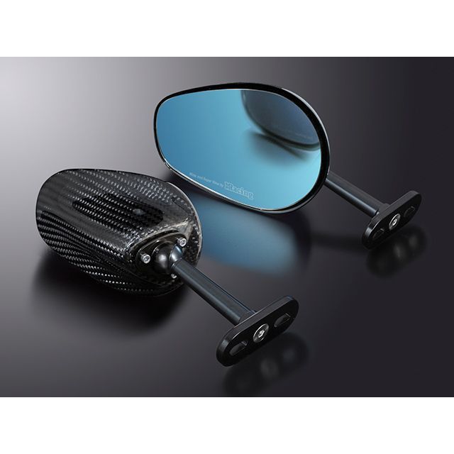 マジカルレーシング レーサーレプリカミラー タイプ7 スーパーロングステム 汎用（カウルマウントタイプ） ヘッド素材 平織カーボン ステムカラー ブラック フィッティングプレート B A01-CARK-B7002