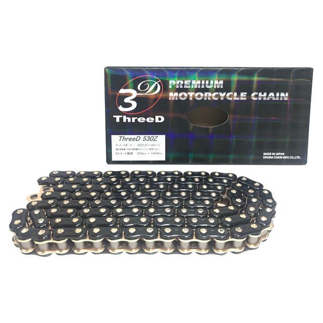 江沼チェーン QX2リングシール ThreeD 530Z/3D 250〜1400cc カラー ブラック＆ゴールド リンク数 146L JAN_4571291781351(2)