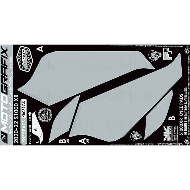 ●メーカー名：モトグラフィックス / MOTOGRAFIX●商品名：ボディパッド ニーパッド●メーカー品番：MT-KB039GS●JANコード：4580041247641当商品はお客様ご注文後の海外輸入となります。通常時で1ヶ月半ほど入荷日数を要します。注文後のキャンセルはできませんのでご了承頂いたお客様のみご注文くださいませ。商品の保証は、メーカー保証書の内容に準じます。備考ボディーパッドは紫外線に強い特別に作られた特殊ビニール素材と、タンクパッド同様に3Dジェルシートを挿入して制作されており、左右のタンク部に貼り付けることで、飛び石等外的要因による傷を防止するのと同時に自身による乗車時の不慮における車体保護をいたします。車種に合わせたカラーリングデザインを幅広くラインナップ、ドレスアップ効果もいたします。※掲載画像はイメージです。実際の商品とは色味や仕様が異なる場合がございます。メーカー車種年式型式・フレームNo.その他ビーエムダブリューS1000XR2020-2022※商品掲載時の適合情報です。年式が新しい車両については、必ずメーカーサイトにて適合をご確認ください。