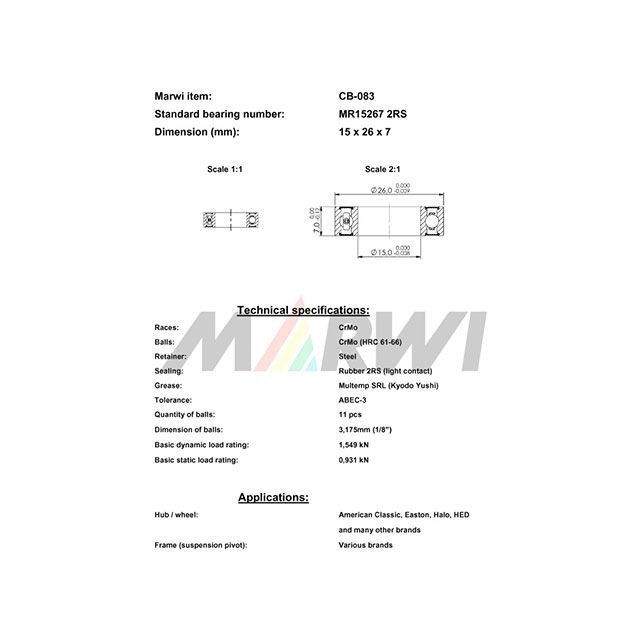 マーウィー（自転車） カートリッジベアリング CB-083 MR15267 CB-083 perk-up-12845855 モトメガネ 楽天市場店 サンプル画像3