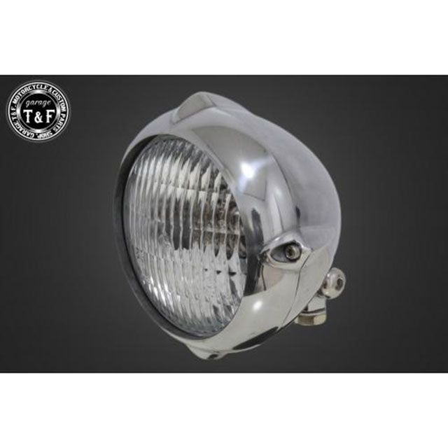 ガレージT&F バルカン400クラシック 4.5インチビンテージヘッドライト/クラシックレンズ仕様＋ステーSET（タイプB） バルカン400クラシック タイプ 真鍮リム/ポリッシュボディ・クリアー ・4021678