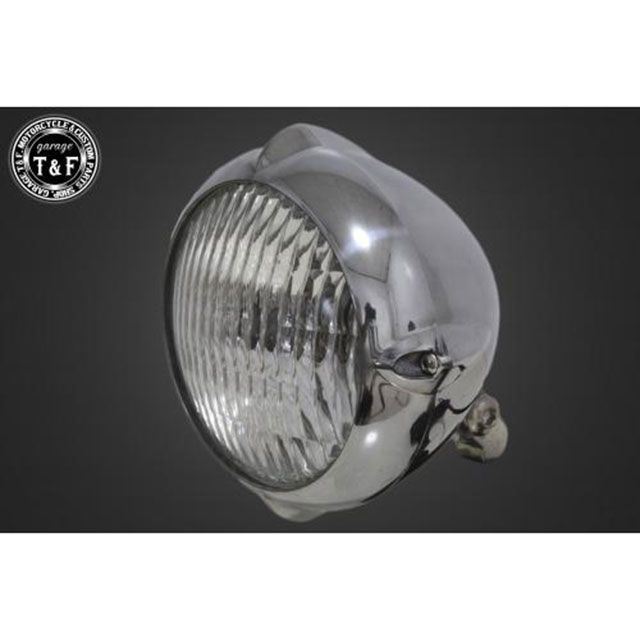 ガレージT&F スティード400（VLS） 5.75インチビンテージヘッドライト/クラシックレンズ仕様＋ステーSET（タイプD） スティード400（VLS） タイプ ポリッシュリム/マットブラックボディ・クリアー ・4021255