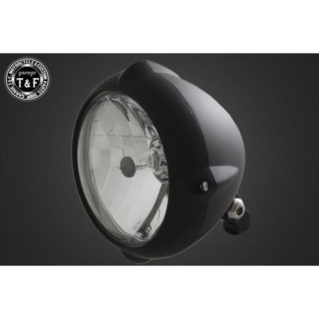 ガレージT&F イントルーダーLC250 5.75インチビンテージヘッドライト/ユーロレンズ仕様＋ステーSET（タイプC） イントルーダーLC250 タイプ 真鍮リム/マットブラックボディ・イエロー ・4021442