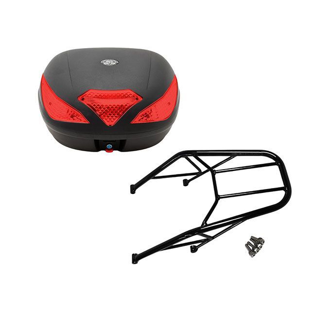 ●メーカー名：ワールドウォーク / WW●商品名：レブル250/500用リアキャリア ファットバータイプ 43リッターボックスセット●メーカー品番：wca-62-hwb43●JANコード：4580007474784商品の保証は、メーカー保証書の内容に準じます。素材スチールサイズ縦：470mm横幅：250mm手前側：160mm内容取扱説明書、ボルト一式積載量5kg特徴■トラス構造で強度を確保足の部分はトラス構造とし強度を確保しています。トラス構造とは複数の三角形による骨組み構造で、重さによる負荷によっておこる変形を防ぎ強度を確保する為の構造です。■パッセンジャーシートと同じぐらいの高さ天板はシートをかわすようにして作る事でデザインに一体感をもたせ、パッセンジャーが乗る時に邪魔にならないように考慮しています。■車体デザインも崩しません車体に合わせたアップタイプなデザインを採用しました。■サドルバッグサポートとも合うデザインレブル250／500用リアキャリアと同時にサドルバッグサポートも装着可能です。サドルバッグがタイヤに巻き込まれるのを防ぐので安心してバッグを装着することが可能です。リアキャリアとサドルバッグサポートを装着する際には、それぞれの製品に付属しているボルトよりも長いボルトが必要になります。セットでお買い上げの場合は装着に必要な長いボルトをお付けします。■最大積載量は5kgリアキャリアは定期的な点検と増し締めが必要となります。一部のボルトのみ緩んだ状態で走行を続けると振動が緩んだ箇所に集中し、取り付けボルトの破損やリアキャリアの破損につながる可能性がございますので十分ご注意ください。■リアボックスセットも選べますリアキャリア単品だけでなく、30Lリアボックス、32Lリアボックス、43Lリアボックス、48Lリアボックスとのセット品もご用意しています。セット品だと通常は別売しているリアボックスのインナーも付いてきます！備考CBR250R系の単気筒エンジンを搭載しABS付でも車体重量170kgと軽量ながら剛性のある足回りとフレームを備えエンジンを回せば軽快に走るレブル250。CBR400Rや400Xの海外モデルCBR500Rや500X系のエンジンを搭載し低回転域でも充分なトルクを確保しつつエンジンを回せば高回転域で伸びのある走りをするレブル500。この二台はフレームはもちろんのこと、車体を構成するパーツのほとんどを共通としている兄弟モデルとしてリリースされました。どちらのモデルも町乗りから高速道路まで軽快に走行することができるのでツーリングには最適な一台です。既にリリースしているレブル250／500用サドルバッグサポートはご好評頂いておりますが、更に積載能力を上げるリアキャリアファットバー タイプ22mmを開発しました。ご注意※ご自身でお取り付けを行った場合は如何なる場合も補償の対象外となります。恐れ入りますがご理解いただけますと幸いです。※掲載画像はイメージです。実際の商品とは色味や仕様が異なる場合がございます。メーカー車種年式型式・フレームNo.その他ホンダレブル2502017MC49ホンダレブル5002017PC60※商品掲載時の適合情報です。年式が新しい車両については、必ずメーカーサイトにて適合をご確認ください。
