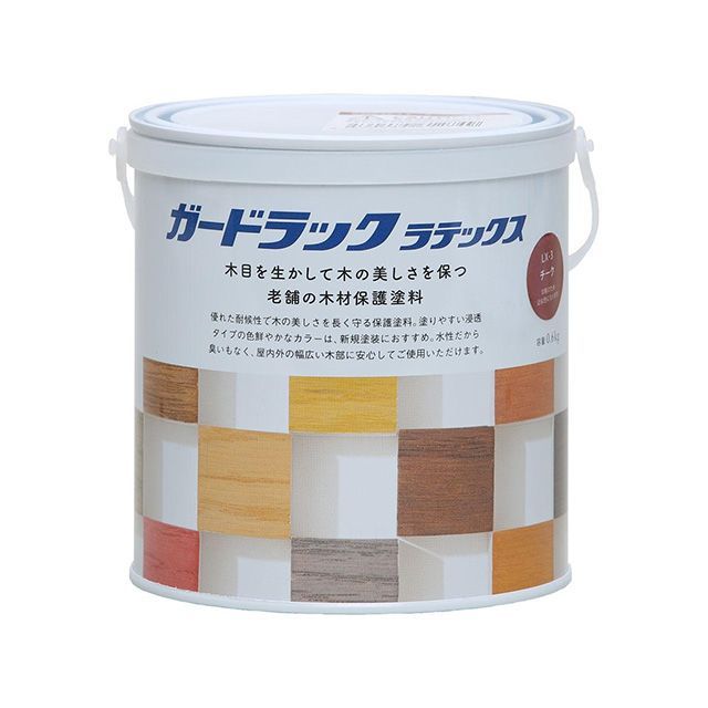 ●メーカー名：和信ペイント / Washi Paint(ワシンペイント)●商品名：＃800422 Gラックラテックス 0.6kg（チーク）●メーカー品番：＃800422●JANコード：4560484612749商品の保証は、メーカー保証書の内容に準じます。木目をいかす浸透タイプの水性木材保護塗料です。木目をいかす浸透タイプの水性木材保護塗料です。防虫・防腐・防カビ効果。木の表面に膜を作らない、木に染みこんで保護する塗料です。新しい材料の塗装に最適です。臭いが少なく、簡単に塗ることができます。ツヤのない、落ち着いた仕上がりになります。プロが使っている塗料を、ご家庭でも使いやすい容量にしました。用途：ウッドデッキ、ガーデンテーブル、プランターなどの屋外木部、臭いが少ないので屋内木部にも使用できます。商品サイズ（約）：縦幅113×横幅121×高さ118mm商品重量（約）：0.77kg容量：0.6kgカラー：チーク（L×-3）塗り面積（2回塗りの目安／約）：6m2／畳3.5枚乾燥時間：一晩養生／20degC、塗り重ね約2時間／20degCうすめ液：水（水道水）原液のまま使用してください。うすめる場合は水を加えてください（ただし、薬剤効果は低下します）。使ったハケは、水を使って洗えます。石けんや中性洗剤を使うと、よりきれいに洗うことができます。浴室など、高湿度の環境で使うものには使用しないでください。フローリングや化粧合板に塗ると乾きにくくなるので、使用しないでください。※掲載画像はイメージです。実際の商品とは色味や仕様が異なる場合がございます。