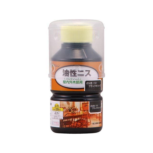 ●メーカー名：和信ペイント / Washi Paint(ワシンペイント)●商品名：＃900132 油性ニス 120ml（ブラックオリーブ）●メーカー品番：＃900132●JANコード：4965405213065商品の保証は、メーカー保証書の内容に準じます。長年愛用されている耐久性に優れたニス長年愛用されている耐久性に優れたニス主な用途：屋内や屋根のある屋外で使用する木製家具や木の工作品、屋内木部（床、手すりなど）サイズ（横×縦×高さ）：54mm×54mm×106mm重量：0.14kg※掲載画像はイメージです。実際の商品とは色味や仕様が異なる場合がございます。