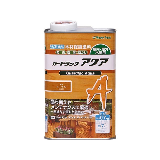 ●メーカー名：和信ペイント / Washi Paint(ワシンペイント)●商品名：＃911488 ガードラックアクア 0.7kg（メープル）●メーカー品番：＃911488●JANコード：4965405117974商品の保証は、メーカー保証書の内容に準じます。1回塗りで優れた着色力、塗り替えやメンテナンスに最適1回塗りで優れた着色力、塗り替えやメンテナンスに最適主な用途：ウッドデッキ、ガーデンテーブル、プランターなどの屋外木部サイズ（横×縦×高さ）：119mm×64mm×188mm重量：0.88kg※掲載画像はイメージです。実際の商品とは色味や仕様が異なる場合がございます。