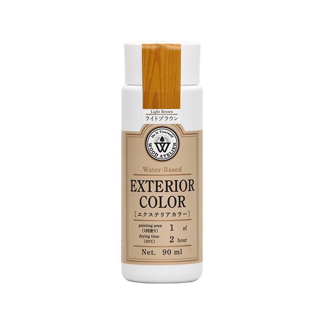 ●メーカー名：和信ペイント / Washi Paint(ワシンペイント)●商品名：＃800770 Wood Atelier エクステリアカラー EC-10 90ml（ライトブラウン）●メーカー品番：＃800770●JANコード：4965405613490商品の保証は、メーカー保証書の内容に準じます。色づき画良く、低臭で手軽に使える屋外用着色剤色づき画良く、低臭で手軽に使える屋外用着色剤サイズ（横×縦×高さ）：40mm×40mm×118mm重量：0.13kg※掲載画像はイメージです。実際の商品とは色味や仕様が異なる場合がございます。