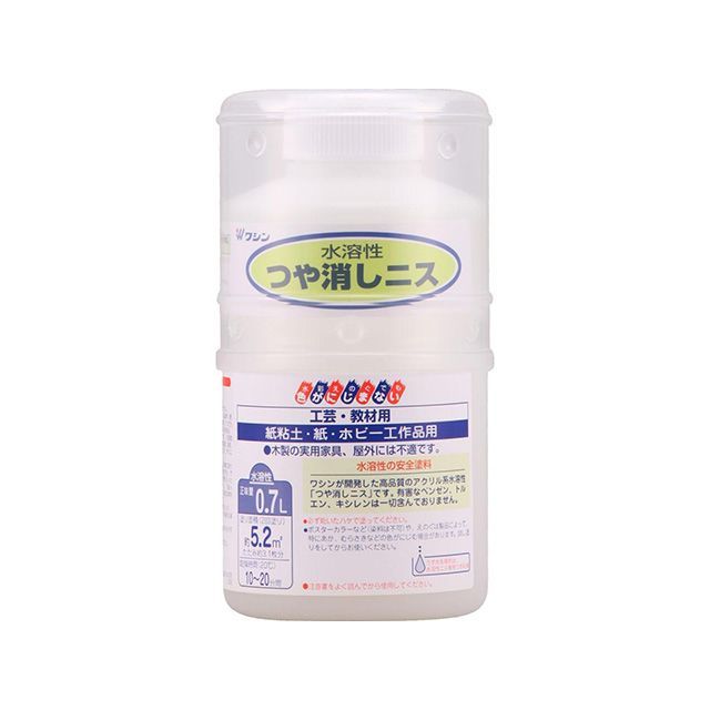●メーカー名：和信ペイント / Washi Paint(ワシンペイント)●商品名：＃941668 水溶性つや消しニス 0.7L●メーカー品番：＃941668●JANコード：4965405411195商品の保証は、メーカー保証書の内容に準じます。水彩えのぐの上に塗っても色がにじまないつやありタイプ水彩えのぐの上に塗っても色がにじまないつや消しタイプ主な用途：屋内に飾る木の工作品、紙粘土や紙で作った工作品などサイズ（横×縦×高さ）：90mm×90mm×172mm重量：0.76kg※掲載画像はイメージです。実際の商品とは色味や仕様が異なる場合がございます。