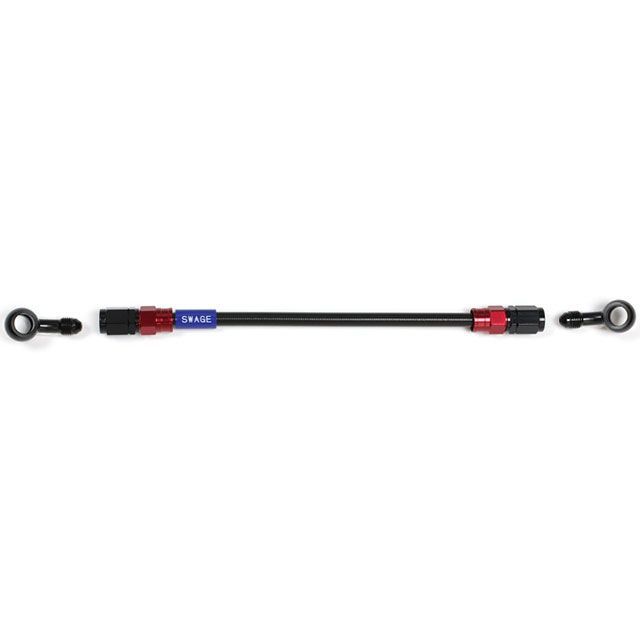 ●メーカー名：スウェッジライン / SWAGE-LINE●商品名：イージーオーダーホース レッド＆ブラック/ブラック 20-20●ホース長 1100mm●メーカー品番：RAKB-1212M-1100●JANコード：4548664419678弊社ではカスタムオーダー（ホースの長さ・取り回し・カラー変更等）は承っておりません。商品の保証は、メーカー保証書の内容に準じます。ホース色ブラックスモークホースホース素材テフロンチューブ／ステンレスメッシュ／PVCコーティングの3層構造フィッティング色［フィッティング／バンジョー］レッド×ブラック／ブラックフィッティング素材［フィッティング／バンジョー］アルミ／アルミフルード［有／無］無バンジョータイプ（形状）20° - 20°高性能ブレーキホース「スウェッジライン」規格の汎用ホースです。同一規格同士で、お使いのホースキットの組み替えや車種専用キットが無い場合の構築などにお使いいただけます。 使用上の注意製品の取り付けは必ず説明書の指示に従って確実に取り付けしてください。製品の取り付けは自動車分解整備事業における認証工場で行ってください。取り付け上の理由、要因による事故やトラブルに関しては、一切の責任を負いません。※掲載画像はイメージです。実際の商品とは色味や仕様が異なる場合がございます。メーカー車種年式型式・フレームNo.その他汎用※商品掲載時の適合情報です。年式が新しい車両については、必ずメーカーサイトにて適合をご確認ください。