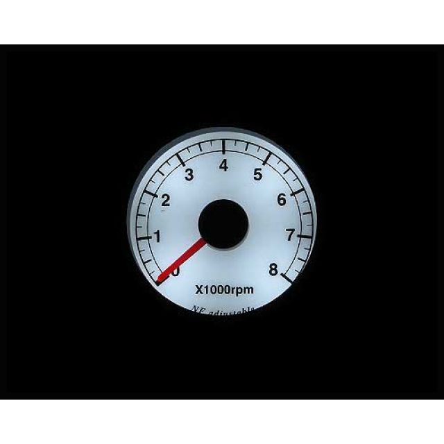 ネオファクトリー 48mm アジャスタブルタコメーター 汎用 ボディ ステンレス 文字盤 白 バックLED 白光 ・010884