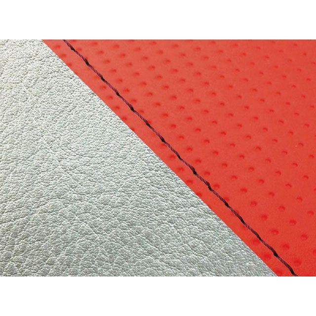 グロンドマン W650（99年 EJ650A1/C1） 国産シートカバー 張替 フルエンボスレッド W650 ライン シルバーライン 仕様 赤ステッチ GH5557KC3854S40