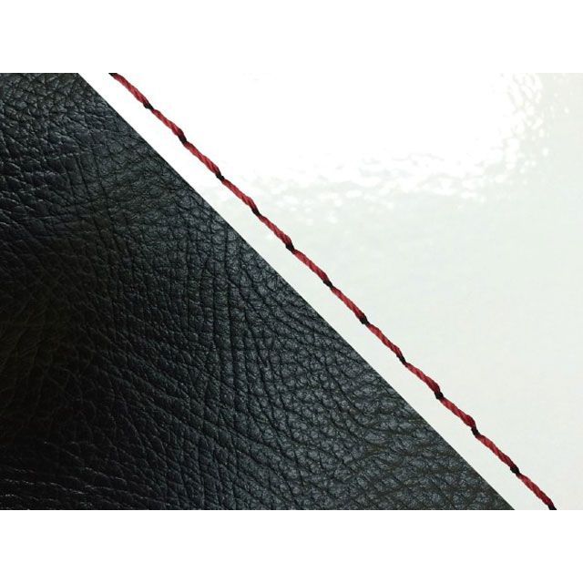 グロンドマン KSR50/80（KMX50B/80B） 国産シートカバー 張替 エナメルホワイト KSR50/80 ツートン生地 黒 仕様 赤ステッチ GH13KC5837S40