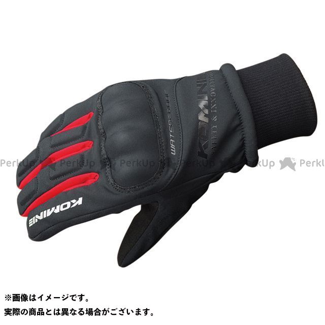 Winter Gloves - コミネ GK-816 WPプロテクトウインターグローブ-キトラ カラー ブラック/レッド サイズ XL ・06-816