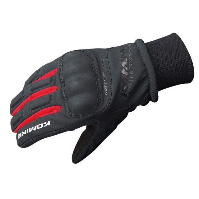 Winter Gloves - コミネ GK-816 WPプロテクトウインターグローブ-キトラ カラー ブラック/レッド サイズ 2XL ・06-816